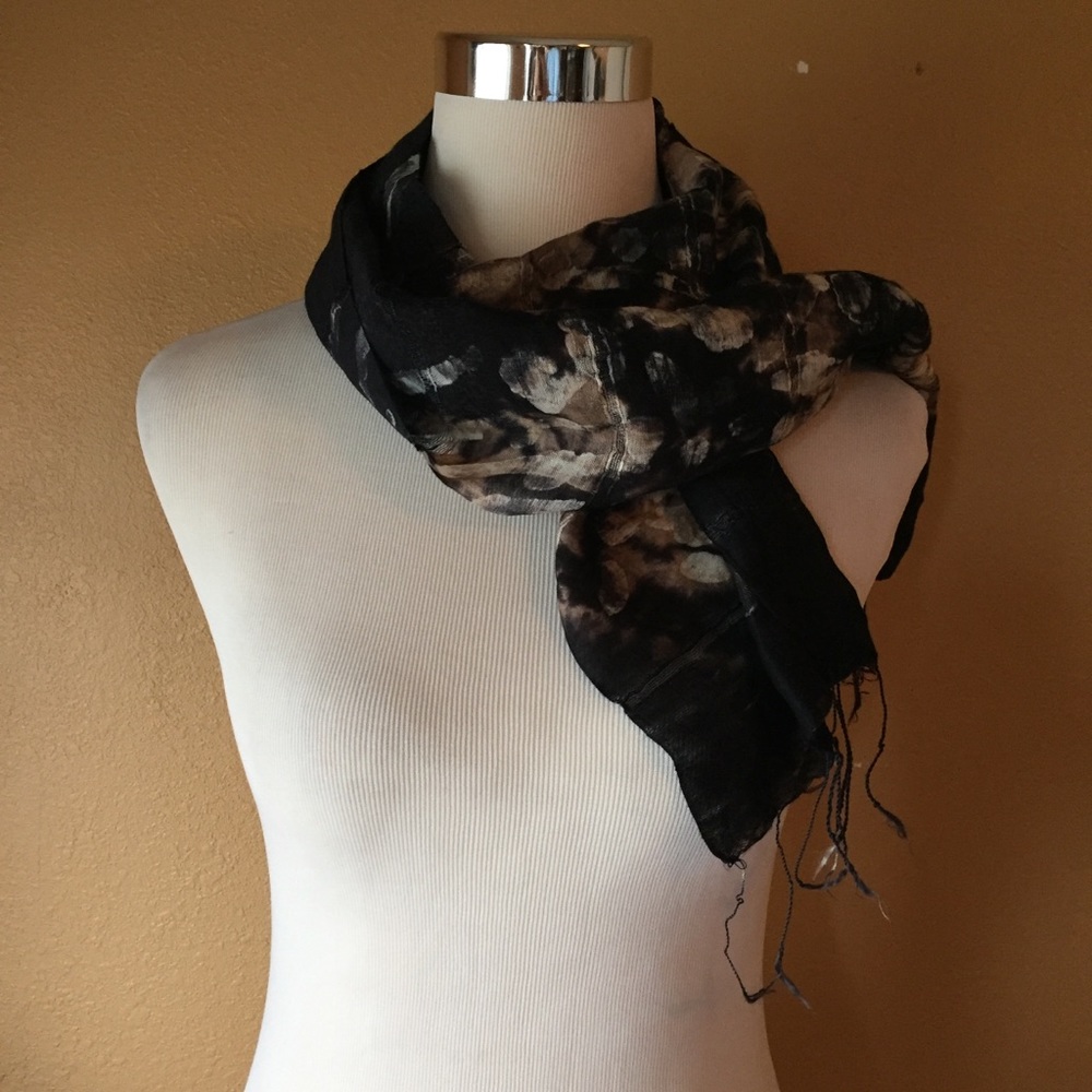 Noma Los Angeles Hand Dyed Scarf Wrap Black/Tan